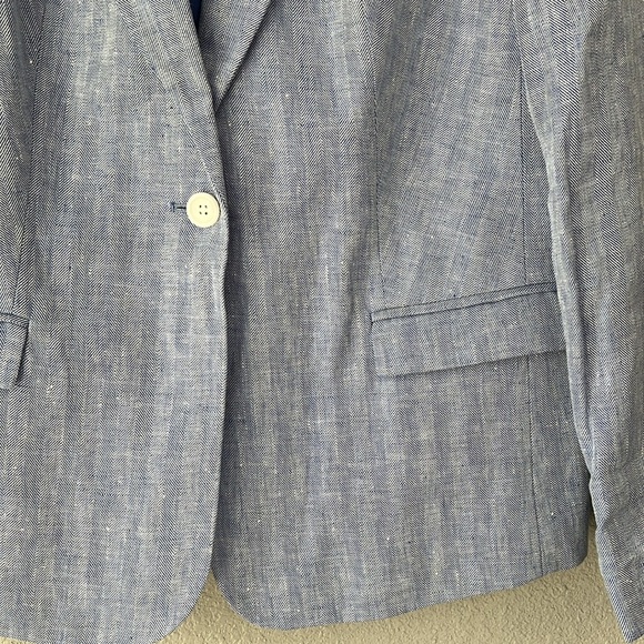 J. Peterman Women’s Linen One Button Blue Light Blazer New Without Tag Size 14 - Picture 3 of 10